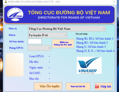 PHẦN MỀM THI THỬ LÝ THUYẾT A1_A2_B_C..